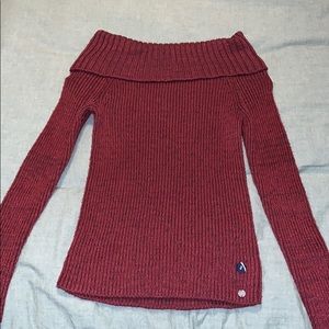 Hollister Burgundy Off Shoulder Sweater